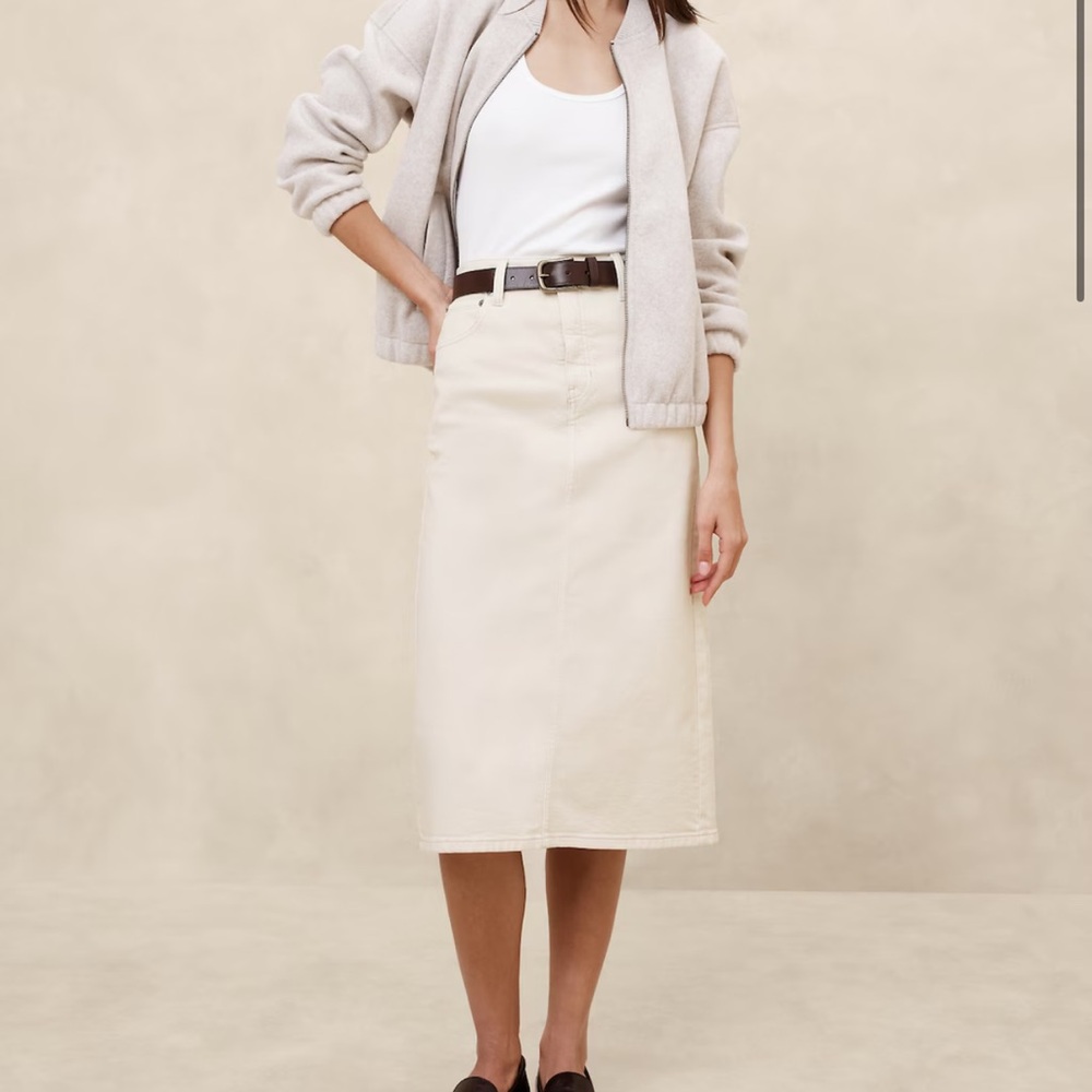 Banana Republic Cream Midi Pencil Skirt for Work